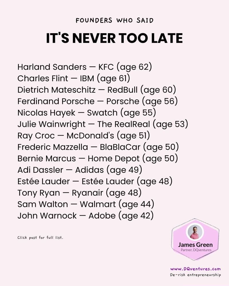 Why it’s never too late to start a business