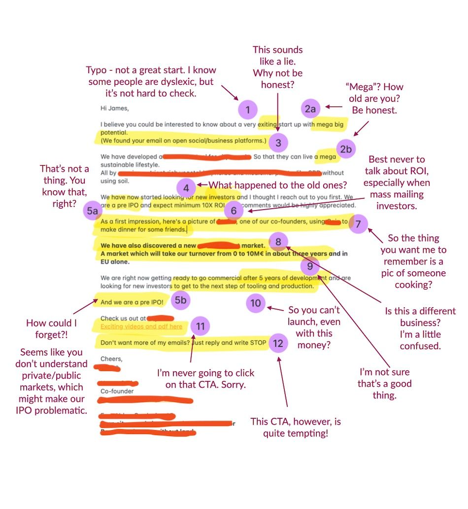 How not to write to investors